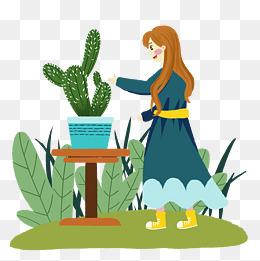 手绘仙人掌女生头像图片