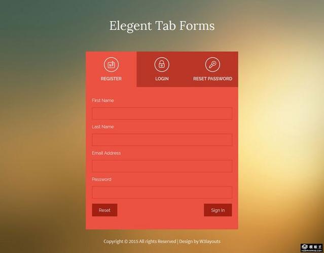 扁平红色切换登录注册选项卡网页模板免费下载_模板王