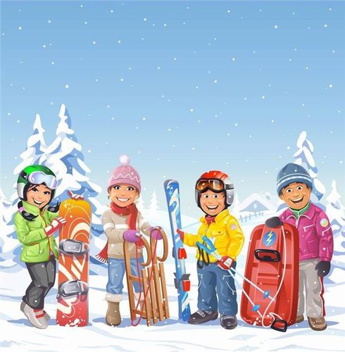 穿蓝色衣服的滑雪运动员,滑雪运动员 手绘插画等等