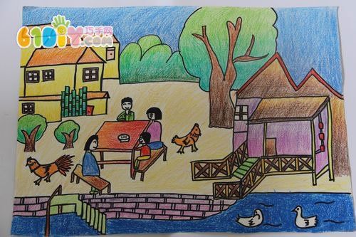 儿童画作品我的家