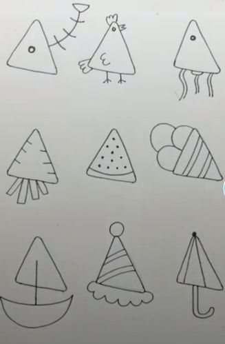 4月10日  周五  上午 活动名称:《三角形创意画》 活动目标:培养幼儿