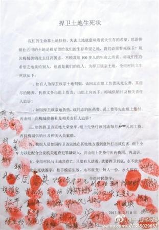 湖南近百农民立"生死状"讨5亩地