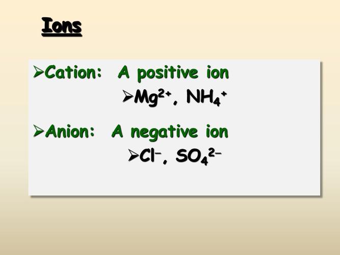 com ionsions 83 cation: a positive ion 83 mg 2 , nh 4   83 anion