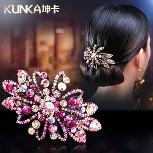 水钻发夹后脑勺盘发女韩国头饰优雅横夹带钻发卡中年妈妈新款大号