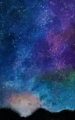 唯美星空水粉画教程一学就会