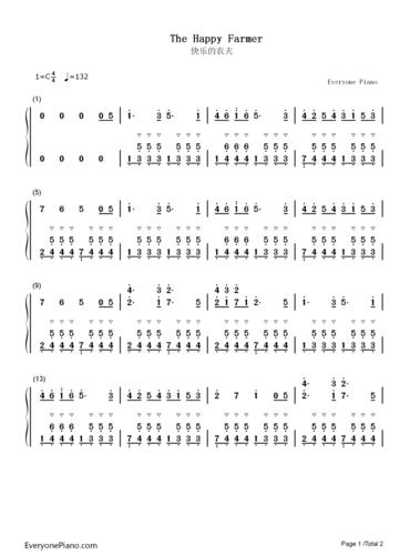 快乐的农夫》》是德国作曲家舒曼(1810～1856)所创作的一首钢琴小品