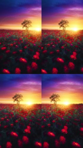 唯美夕阳花海竖屏风景,9:16竖屏比例,可作为手机动态壁纸,屏保,彩铃