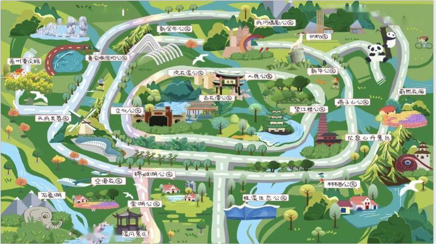 水仙)→  新金牛公园(羽衣甘蓝,樱花,桃花,玉兰)→  浣花溪公园(梅花