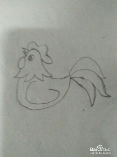 手工/爱好 > 书画/音乐  1 先画公鸡的头啦,画的圆滑一点.
