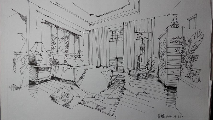 手绘效果图|空间|家装设计|johnny隽_原创作品-站酷(zcool)