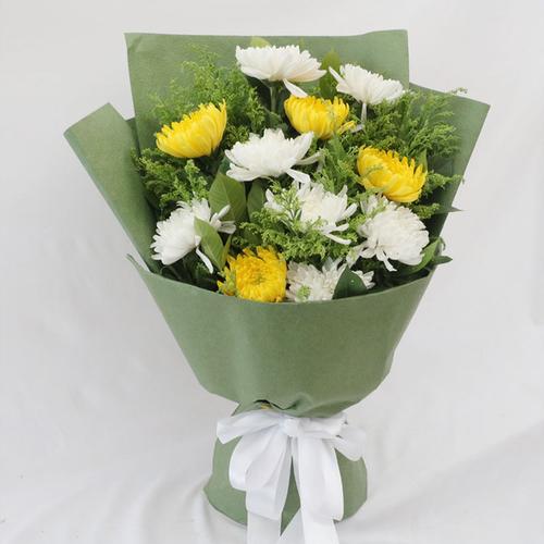 清明节祭祀鲜花扫墓上坟小花篮丧事用花黄白菊花同城速递白事花束