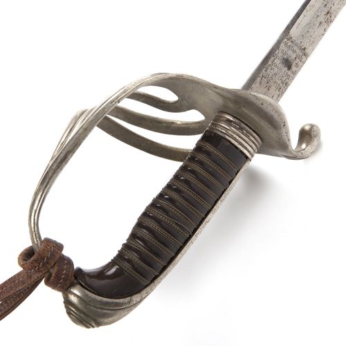 黄铜镀镍托座.四枝状护手盘.笔直刀面带有标记  manufacture nati