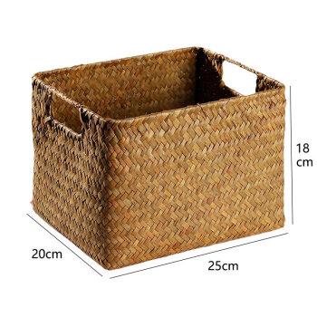 好质量可狄收纳筐藤编深色草编收纳箱书籍整理箱非藤编杂物收纳盒储物