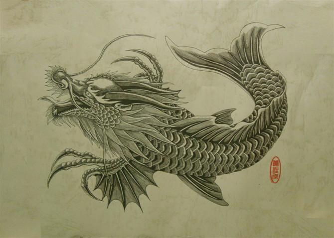 求图片,龙头鱼身,过肩的纹身,图片要清晰,一定要霸气外露