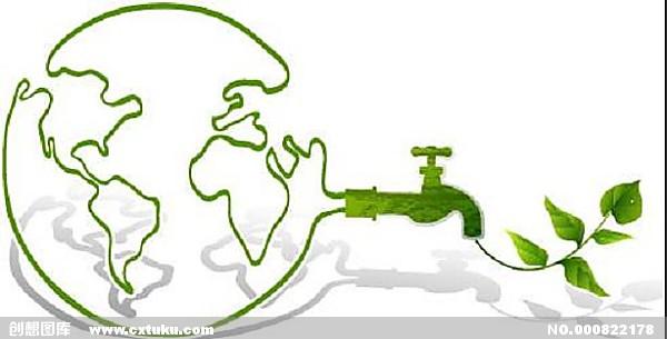 地球,水龙头,树叶,绿色,环保,能源