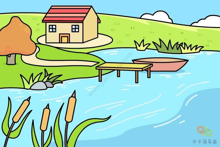 河边风景简笔画自然简笔画