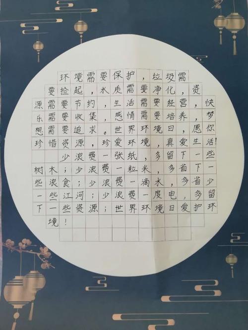 学生硬笔书法大赛真精彩,生态文明主题感人深
