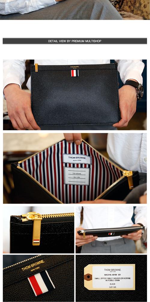 thombrowne汤姆布朗男包手包粒面牛皮拉链手拿包mac019l00198001黑色