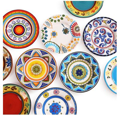 omk新品欧美客出品手绘陶瓷盘子 釉下彩时尚个性陶瓷餐具个.