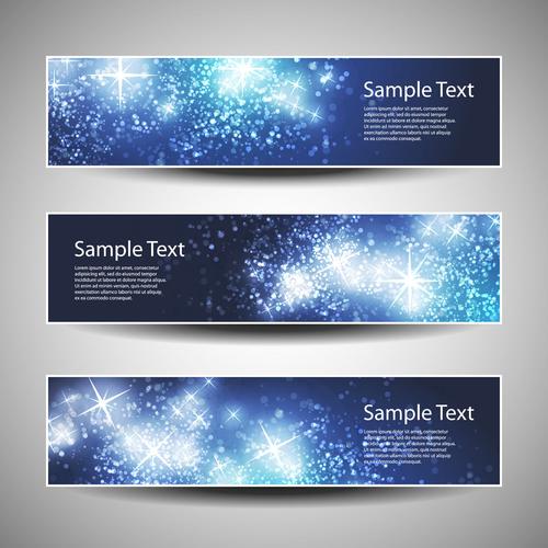 矢量素材 底纹背景 蓝色梦幻星光横幅设计