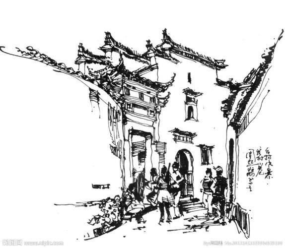 建筑速写图片