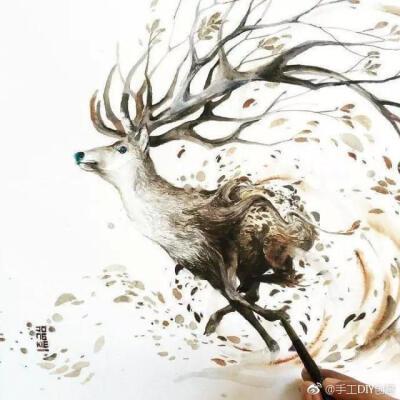 当水彩遇上鹿,如同童话一样梦幻