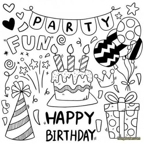 庆祝,彩带,手绘小元素,派对,生日帽子,生日礼物,盒子,礼物盒,礼物简笔