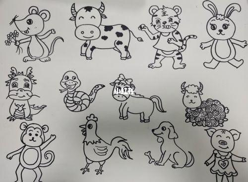 十二生肖简笔画_简笔画_儿童画_文化_绘画