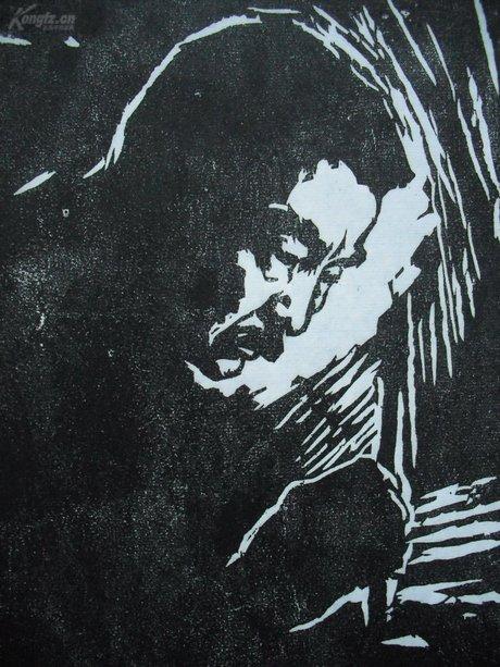 黑白木刻版画图片