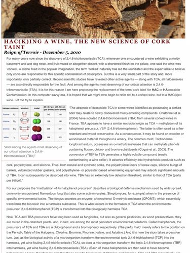 由一个cork taint引发的学术研究讨论……小伙伴就差甩出lab reports