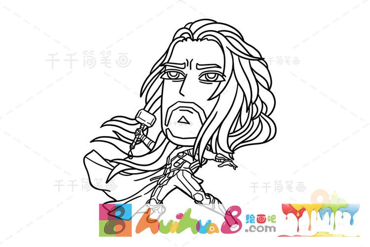 漫威系列人物角色 雷神简笔画