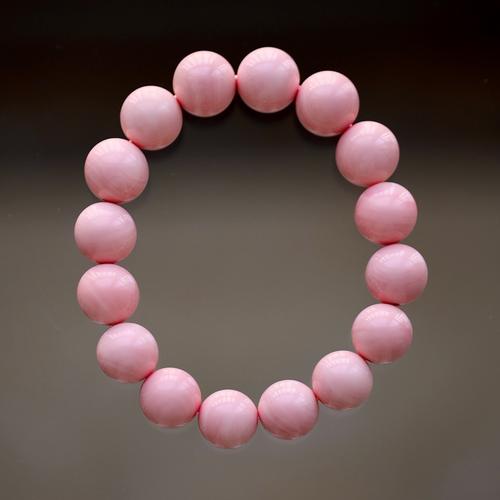 天然深海收藏级粉贝珊瑚贝水晶红珊贝壳单圈圆珠手链串佛珠桃花女