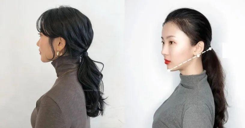 发型分享不同脸型马尾位置,圆脸,方脸这样绑最瘦小脸