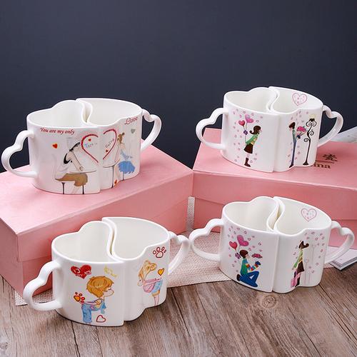 骨瓷水杯情侣对杯骨质瓷创意杯子陶瓷杯情人节套装求婚礼品杯