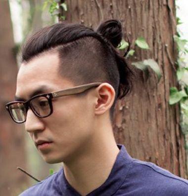 男生短直发扎辫子无刘海发型设计