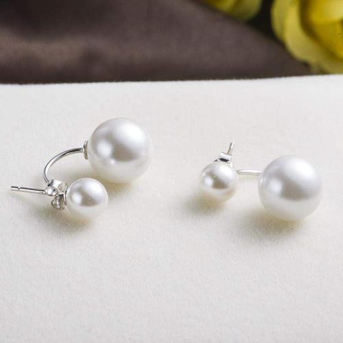925sterlingsilverdoublepearlpearlearrings双珠珍珠耳钉