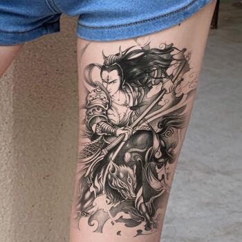 纹身贴半臂纹身贴二郎神杨二郎防水刺青防水男花臂半臂大图纹身贴铭佳