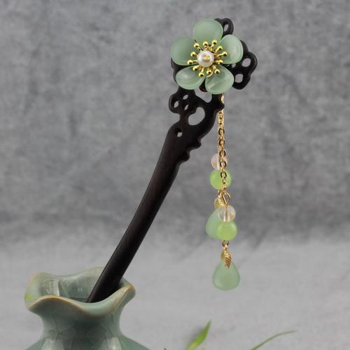 原创汉服头饰发夹古风饰品黑檀木发钗造型配饰仿玉