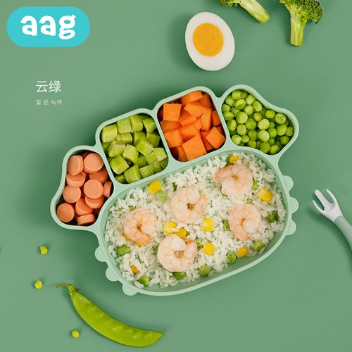 aag宝宝餐盘婴儿吸盘式分格卡通辅食碗儿童餐具套装防