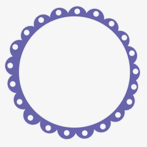 卡通手绘蓝色花边镂空圆形边框