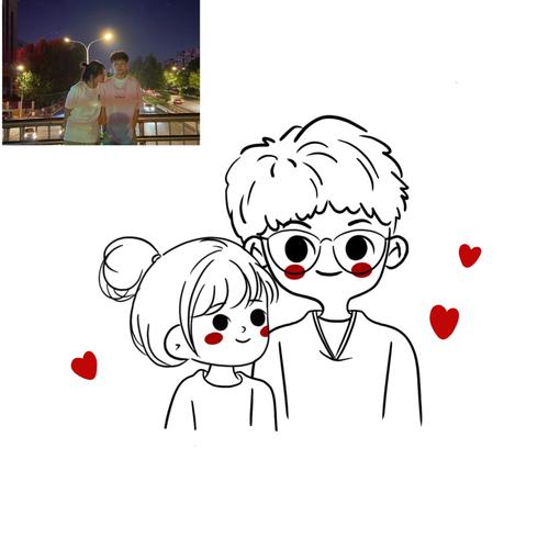 手绘卡通简笔画情侣头像_简笔画_手绘_卡通_素材_头像