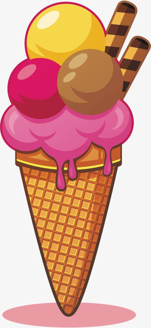 可爱卡通夏日草莓冰淇淋甜筒像素画装饰免抠元素