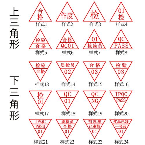 质检印章三角形印章检验合格证章ok质检合格章qc印章pass质检员克章