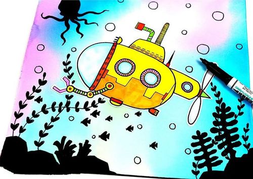 少儿美术儿童画潜艇绘画教程