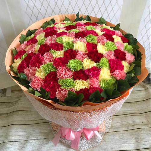 天津鲜花99朵康乃馨百合花束母亲节教师节生日过寿同城速递
