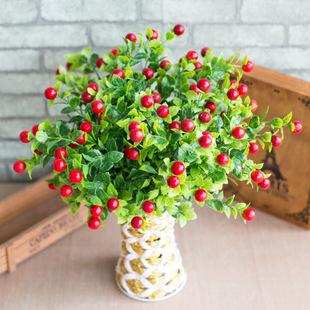 厂家直销高档仿真花韩式玫瑰果 7叉富贵果塑料假花家居装饰插花