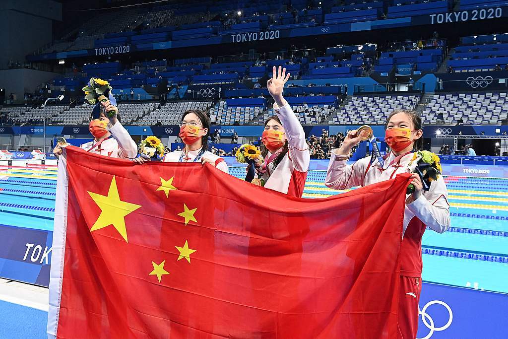 2020东京奥运会女子4x200米自由泳接力决赛打破世界纪录中国队夺金