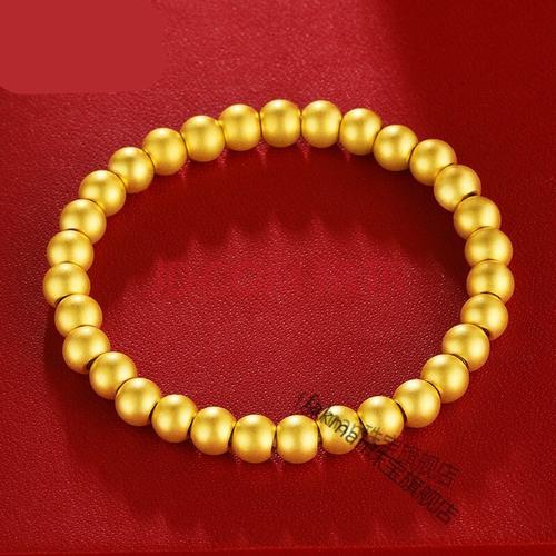 老凤祥云同款古法黄金手链女999足金福禄小金珠转运珠手串烧蓝手镯