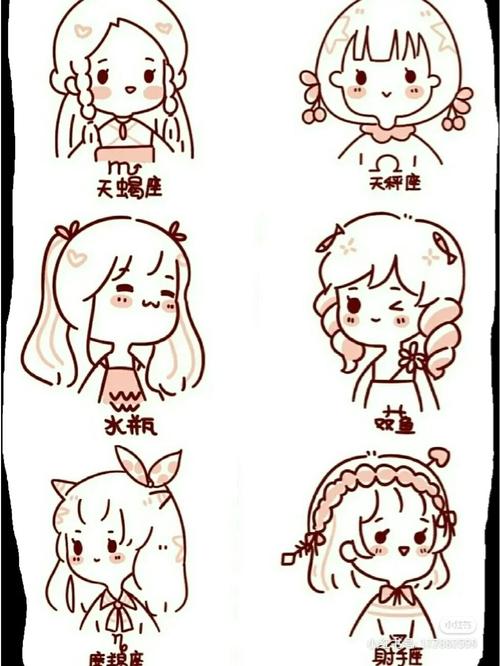 简笔画加十二星座简笔画,和手帐图标_简笔画_星座_手帐_人文_绘画