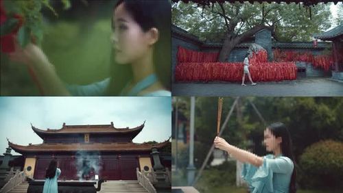 美女祈福祈祷许愿烧香拜佛气泡油纸伞双手合十背影飘逸